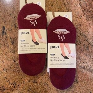 NEW! Pact Women's No Show Premium  Socks FOUR Pair NWT! Retail: $45
